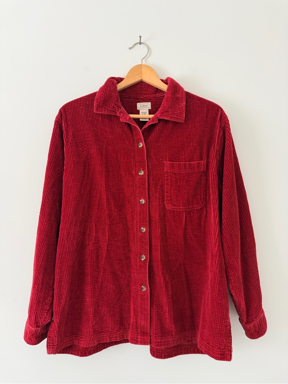 L.L. Bean Red Corduroy Button Down Shirt